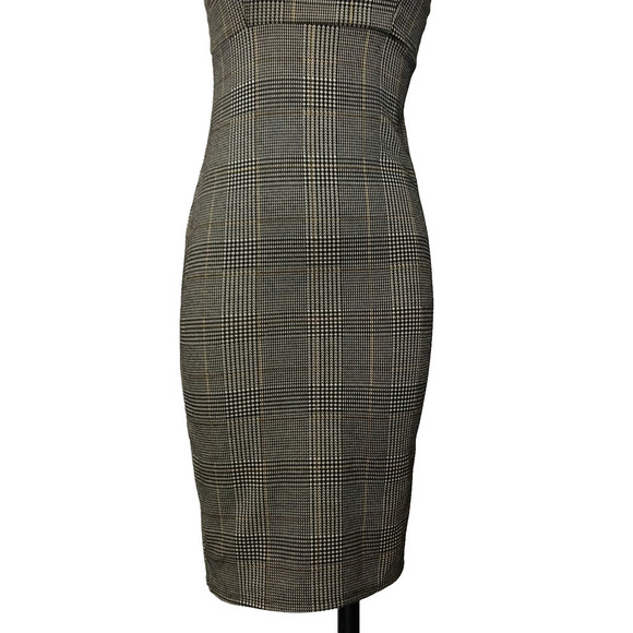 Vintage 90s to Y2K Tweed Sleeveless Midi Sheath Dress Size S Plaid Wiggle Retro - Picture 3 of 7